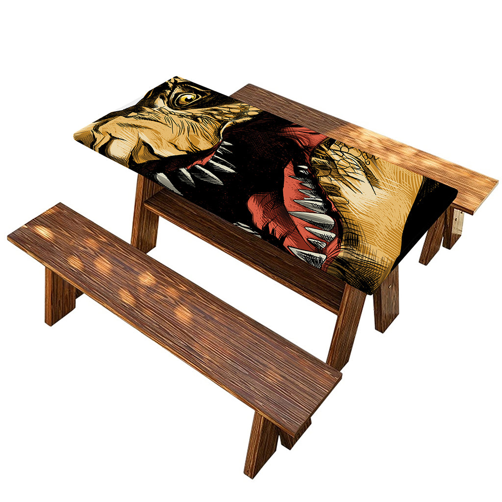 Tyrannosaurus Rex Head Print Picnic Table Cover