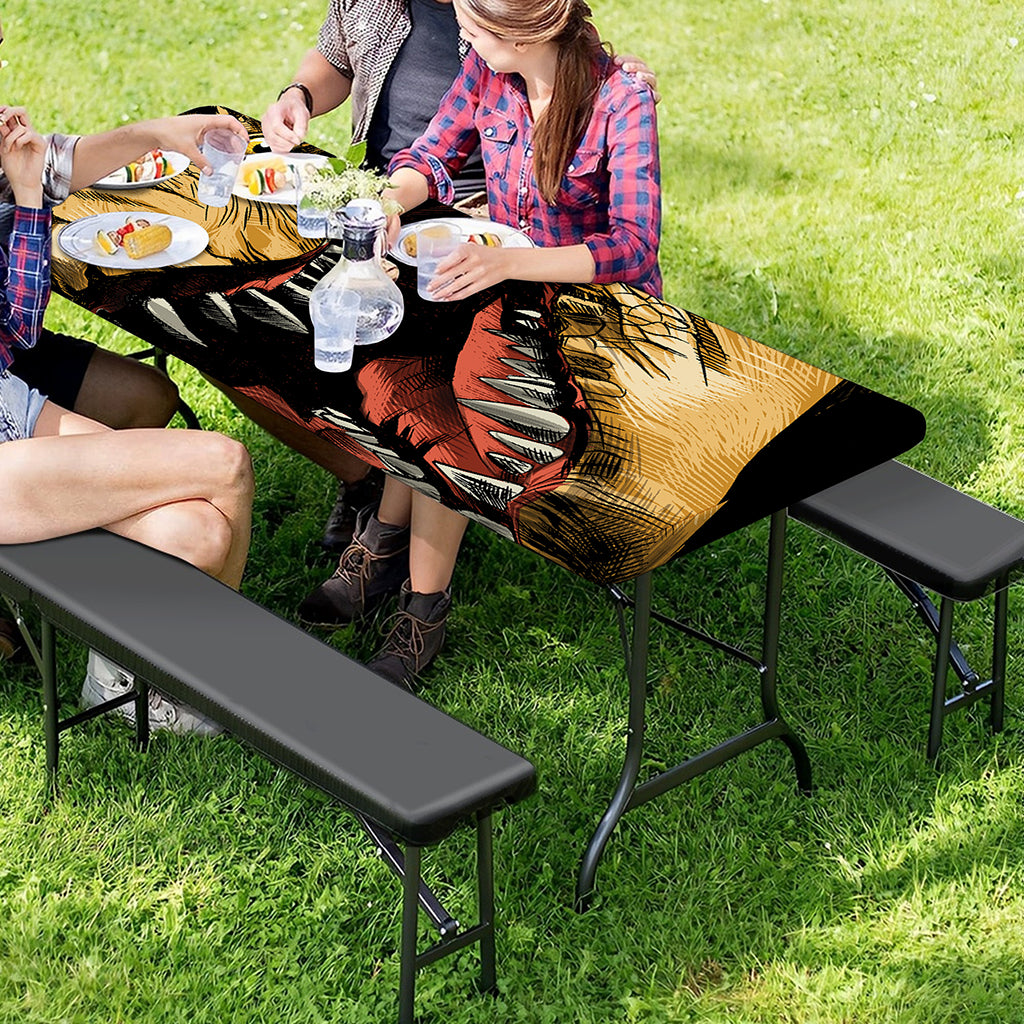 Tyrannosaurus Rex Head Print Picnic Table Cover