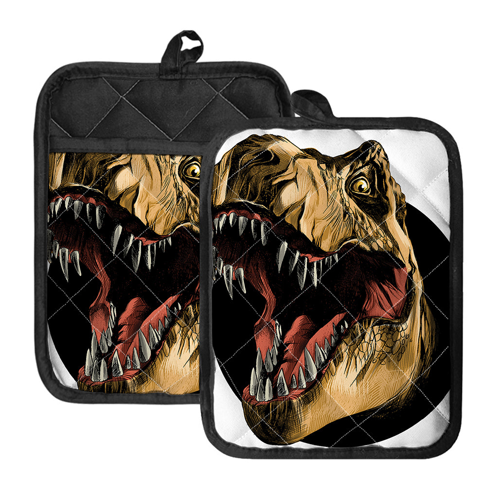 Tyrannosaurus Rex Head Print Pot Holders With Pocket