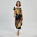 Tyrannosaurus Rex Head Print Short Sleeve Maxi Dress