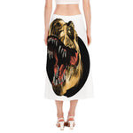 Tyrannosaurus Rex Head Print Side Slit Midi Skirt