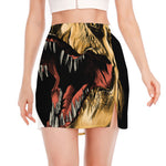 Tyrannosaurus Rex Head Print Side Slit Mini Skirt