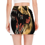 Tyrannosaurus Rex Head Print Side Slit Mini Skirt