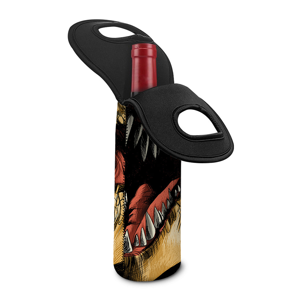 Tyrannosaurus Rex Head Print Single Neoprene Wine Tote