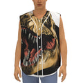 Tyrannosaurus Rex Head Print Sleeveless Baseball Jersey