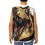 Tyrannosaurus Rex Head Print Sleeveless Baseball Jersey