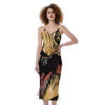 Tyrannosaurus Rex Head Print Slim Fit Midi Cami Dress