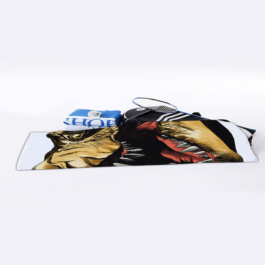 Tyrannosaurus Rex Head Print Sports Towel