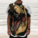Tyrannosaurus Rex Head Print Textured Short Sleeve Shirt