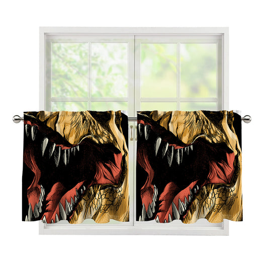 Tyrannosaurus Rex Head Print Tier Curtains