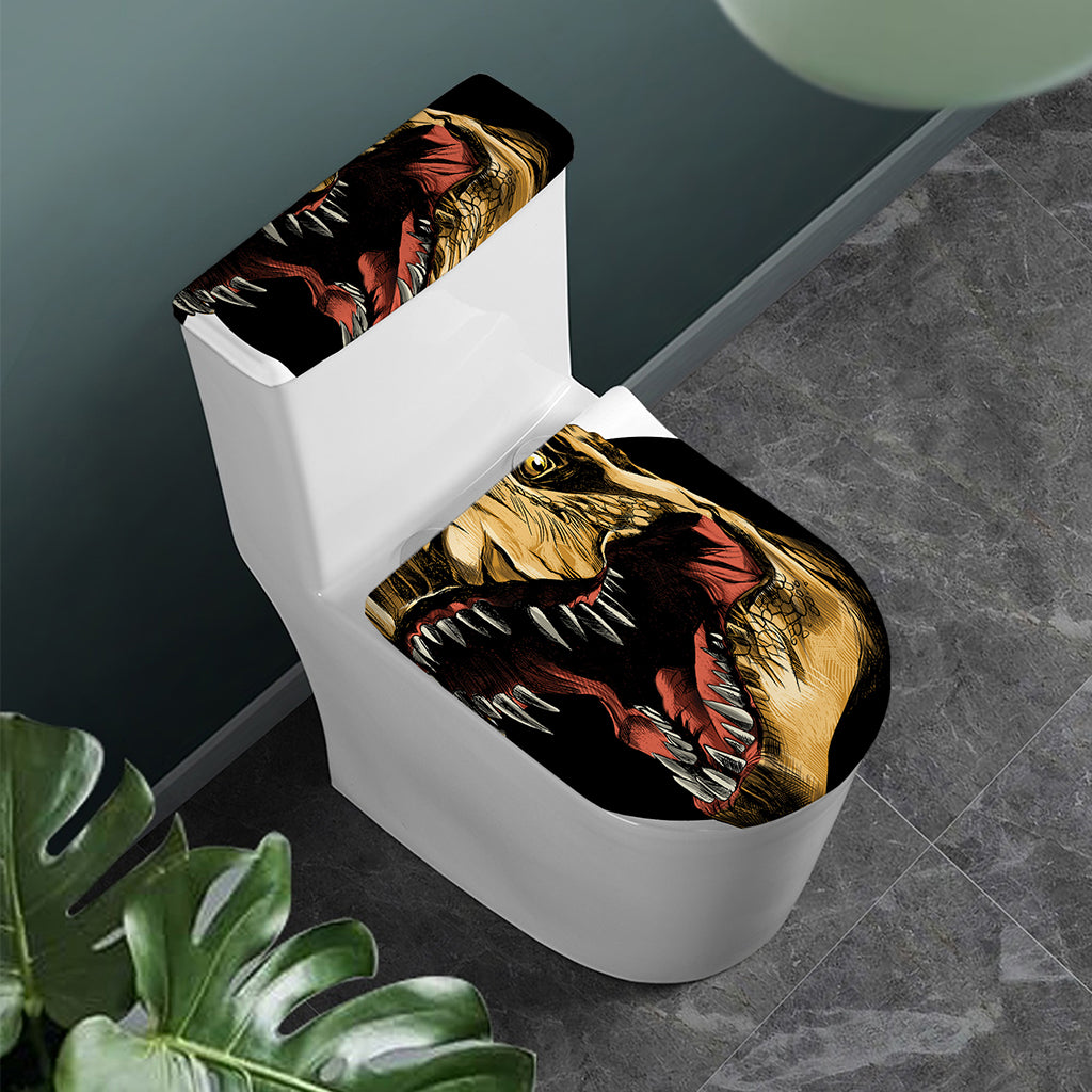 Tyrannosaurus Rex Head Print Toilet Lid And Tank Cover Set