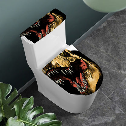 Tyrannosaurus Rex Head Print Toilet Lid And Tank Cover Set