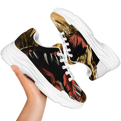 Tyrannosaurus Rex Head Print White Chunky Shoes