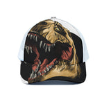 Tyrannosaurus Rex Head Print White Mesh Trucker Cap