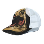 Tyrannosaurus Rex Head Print White Mesh Trucker Cap