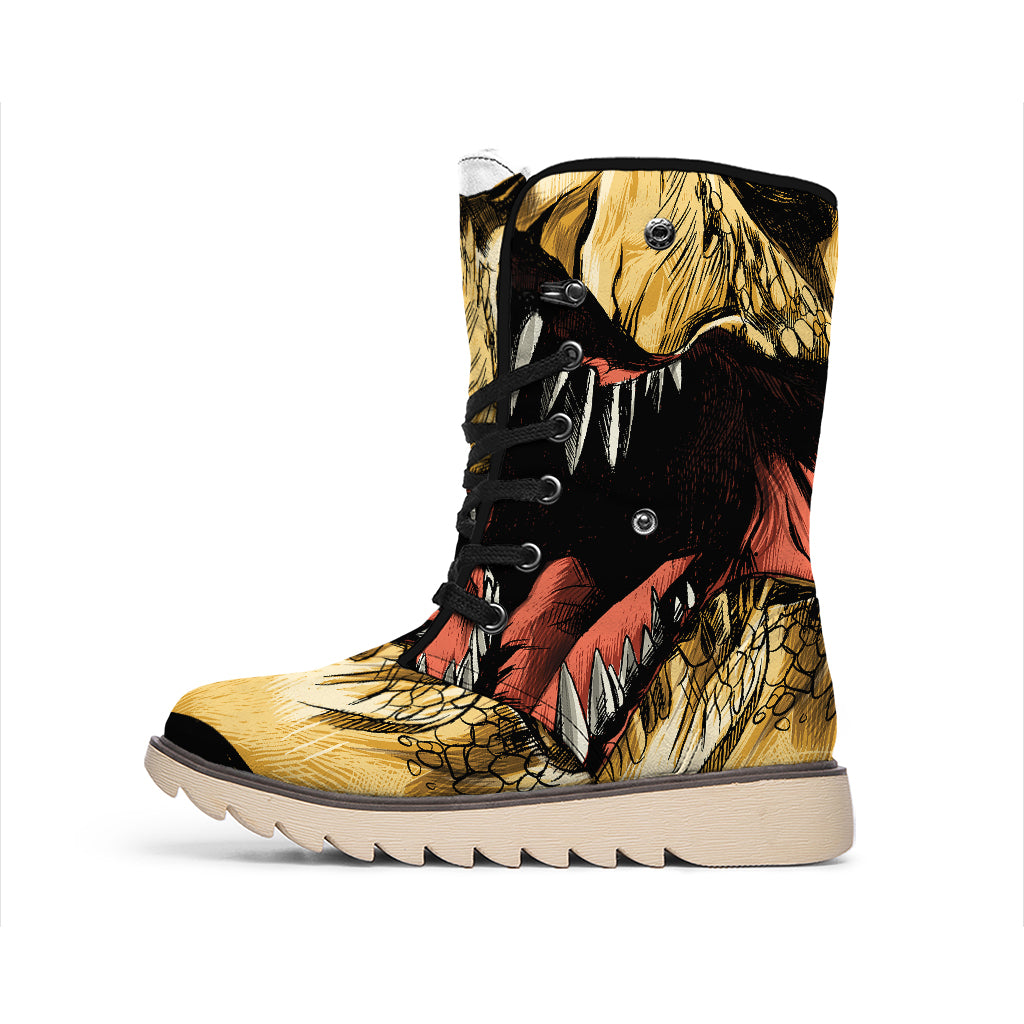 Tyrannosaurus Rex Head Print Winter Boots