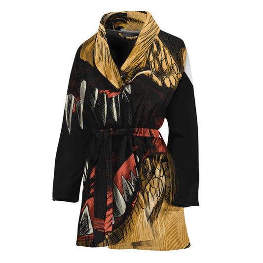 Tyrannosaurus Rex Head Print Women's Bathrobe