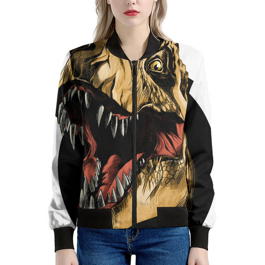 Tyrannosaurus Rex Head Print Women's Bomber Jacket