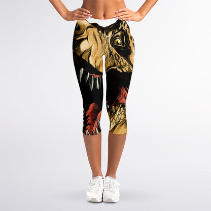 Tyrannosaurus Rex Head Print Women's Capri Leggings