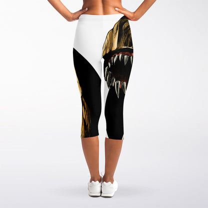 Tyrannosaurus Rex Head Print Women's Capri Leggings