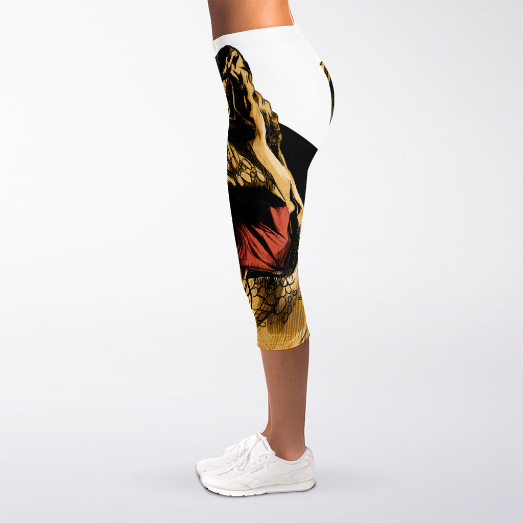 Tyrannosaurus Rex Head Print Women's Capri Leggings