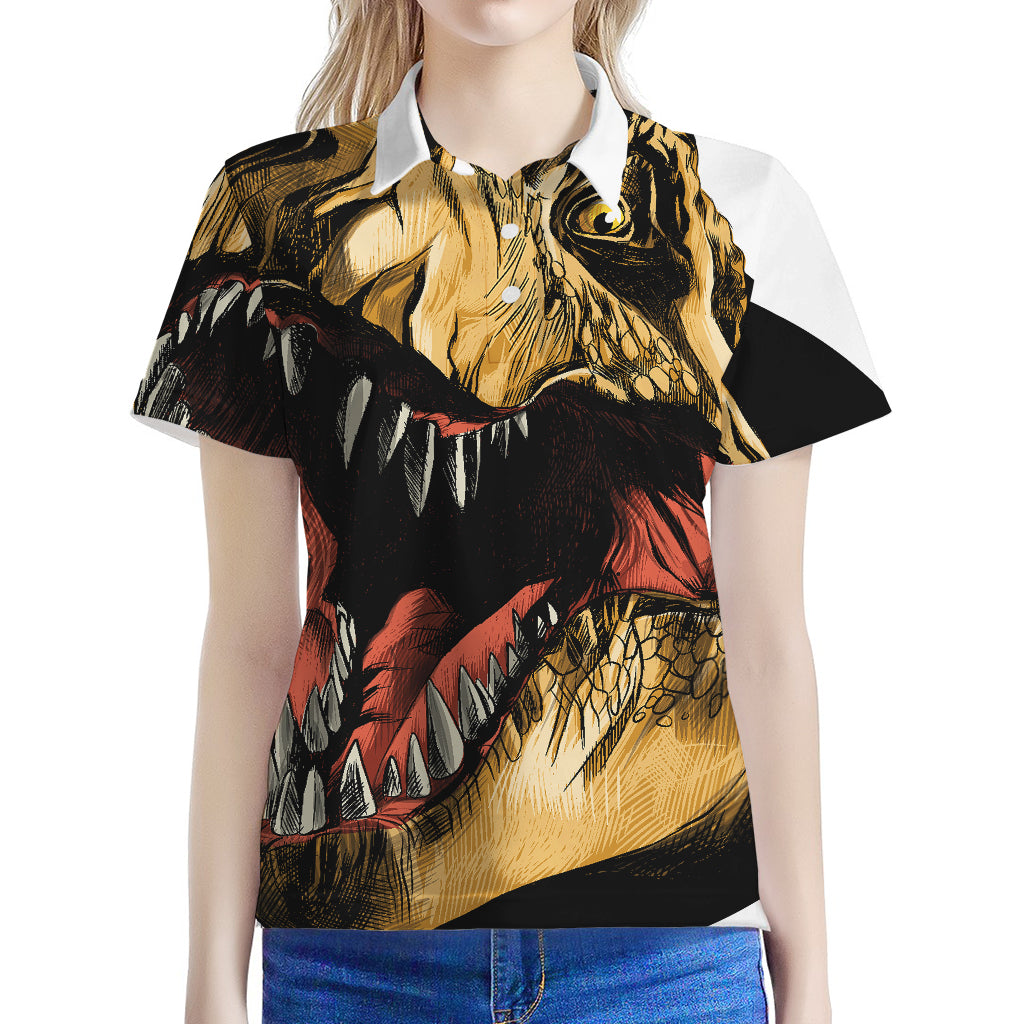 Tyrannosaurus Rex Head Print Women's Polo Shirt