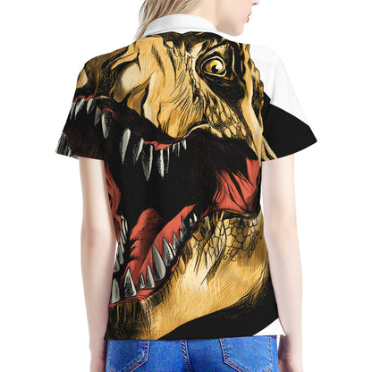 Tyrannosaurus Rex Head Print Women's Polo Shirt