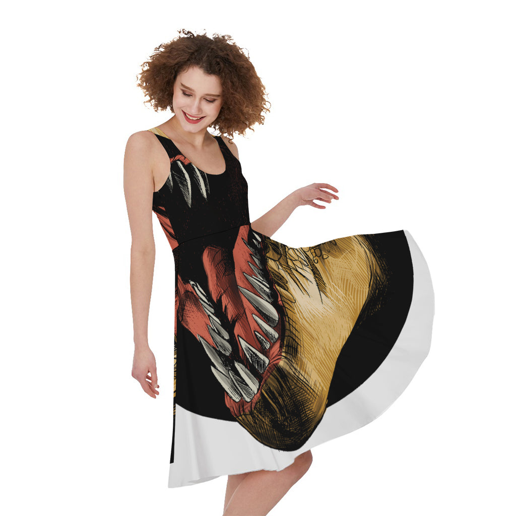 Tyrannosaurus Rex Head Print Women's Sleeveless Dress