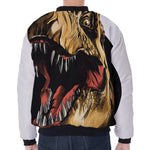Tyrannosaurus Rex Head Print Zip Sleeve Bomber Jacket