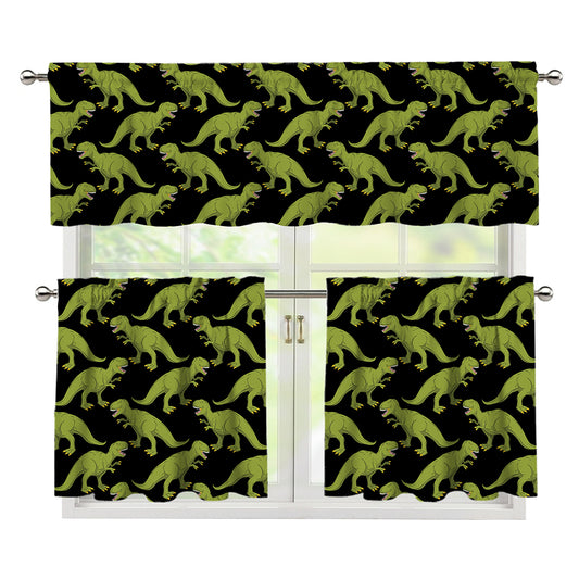Tyrannosaurus Rex Pattern Print 3 Piece Kitchen Curtains