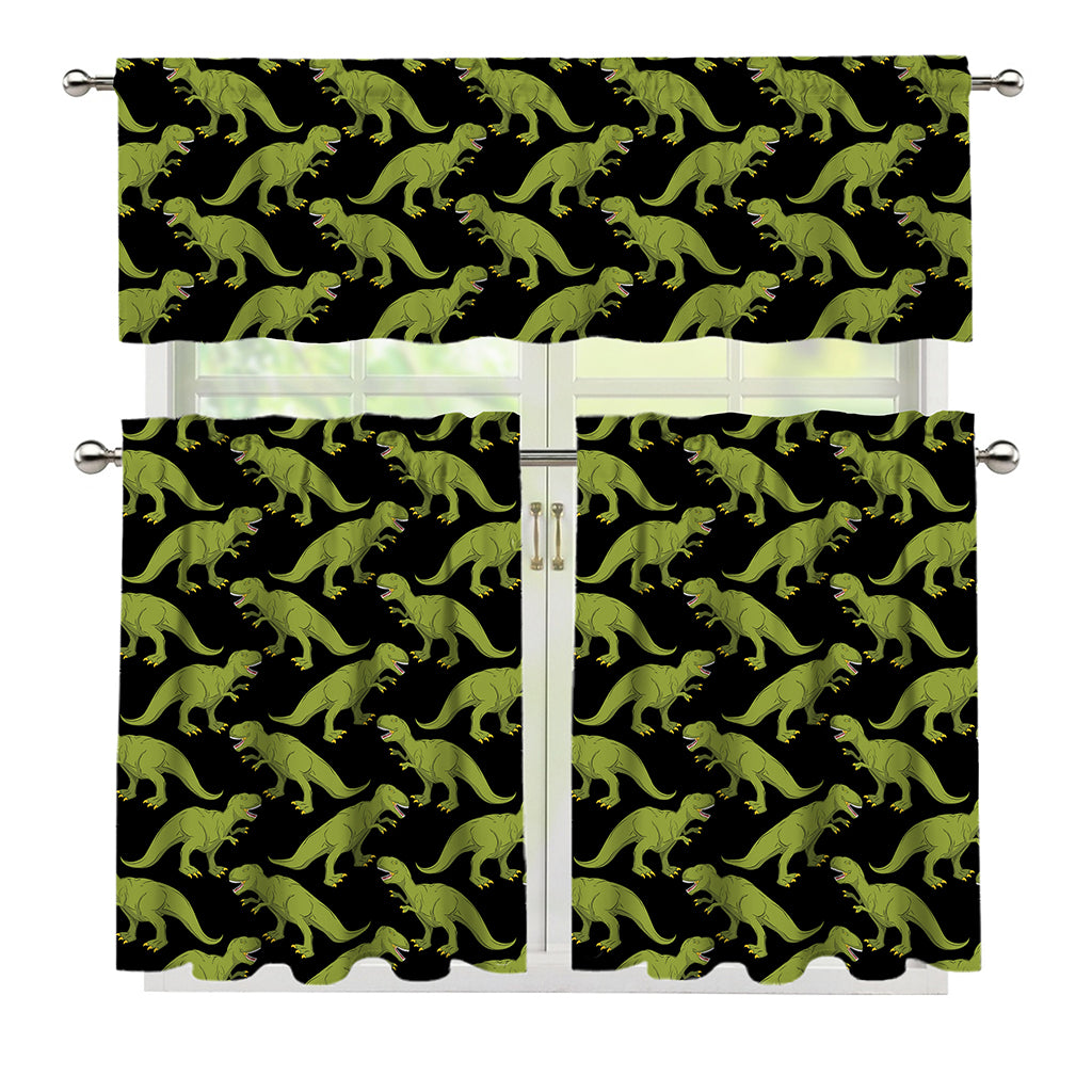 Tyrannosaurus Rex Pattern Print 3 Piece Kitchen Curtains