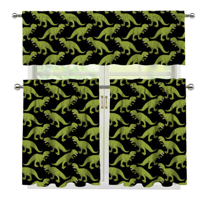 Tyrannosaurus Rex Pattern Print 3 Piece Kitchen Curtains