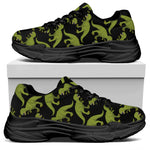 Tyrannosaurus Rex Pattern Print Black Chunky Shoes