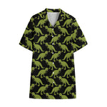 Tyrannosaurus Rex Pattern Print Cotton Hawaiian Shirt