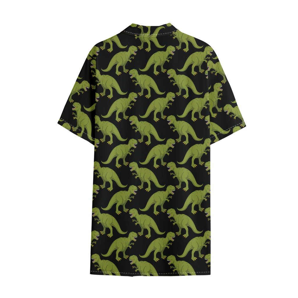 Tyrannosaurus Rex Pattern Print Cotton Hawaiian Shirt