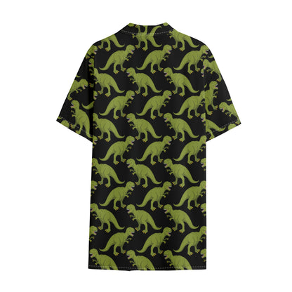 Tyrannosaurus Rex Pattern Print Cotton Hawaiian Shirt