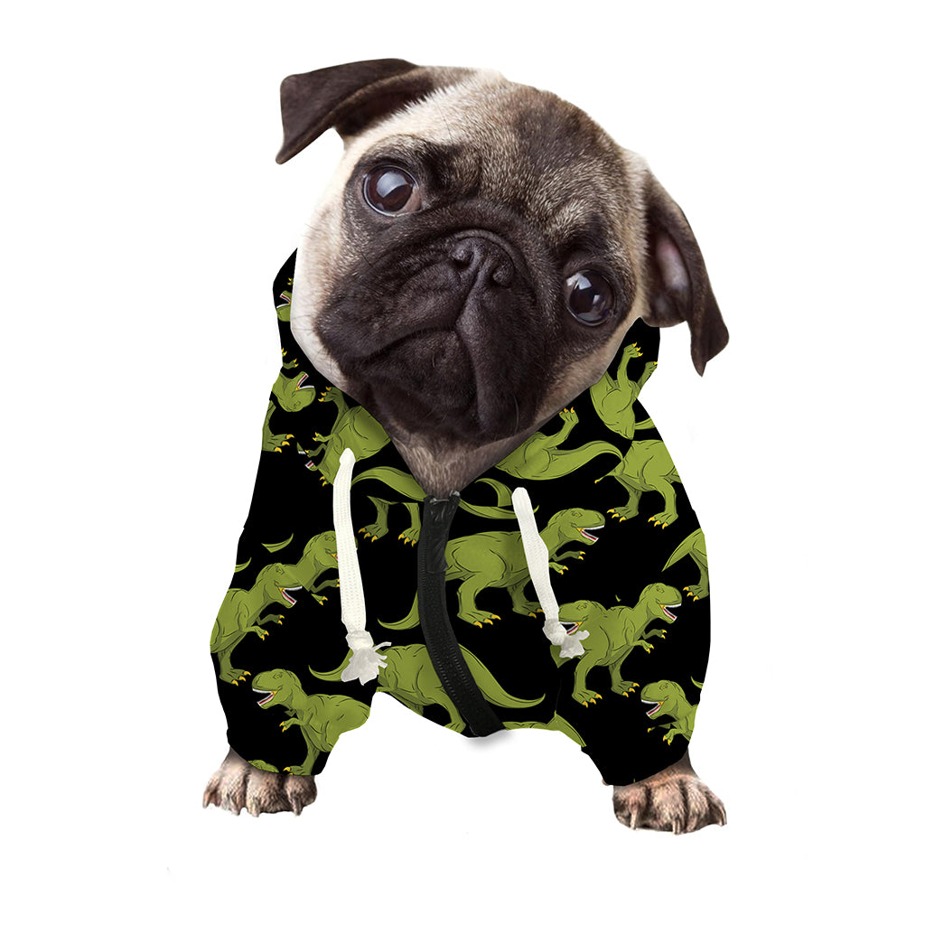 Tyrannosaurus Rex Pattern Print Dog Zip Up Hoodie