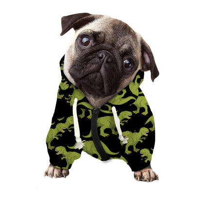 Tyrannosaurus Rex Pattern Print Dog Zip Up Hoodie