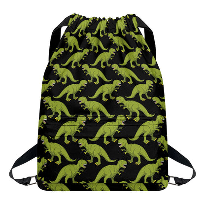 Tyrannosaurus Rex Pattern Print Drawstring Backpack