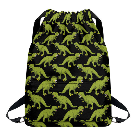 Tyrannosaurus Rex Pattern Print Drawstring Backpack