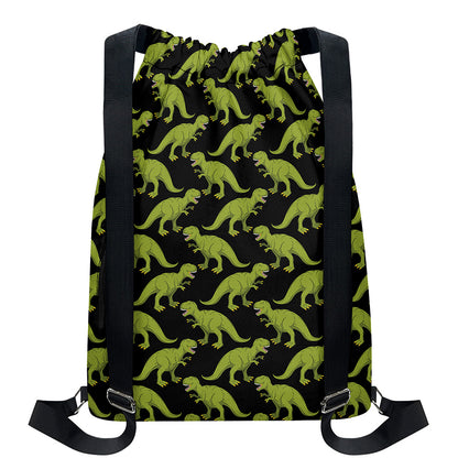 Tyrannosaurus Rex Pattern Print Drawstring Backpack