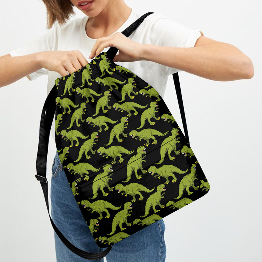 Tyrannosaurus Rex Pattern Print Drawstring Backpack
