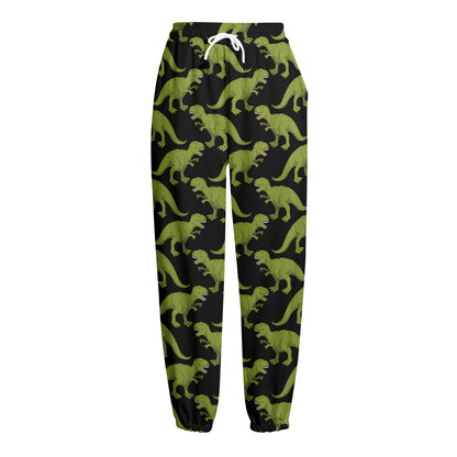 Tyrannosaurus Rex Pattern Print Fleece Lined Knit Pants