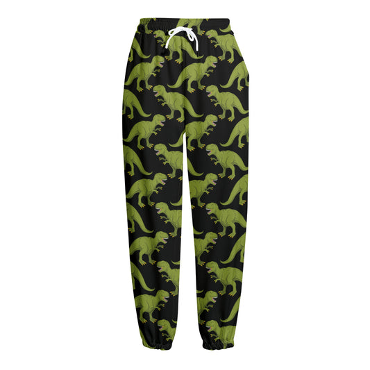Tyrannosaurus Rex Pattern Print Fleece Lined Knit Pants