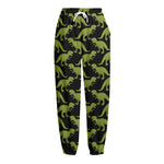 Tyrannosaurus Rex Pattern Print Fleece Lined Knit Pants