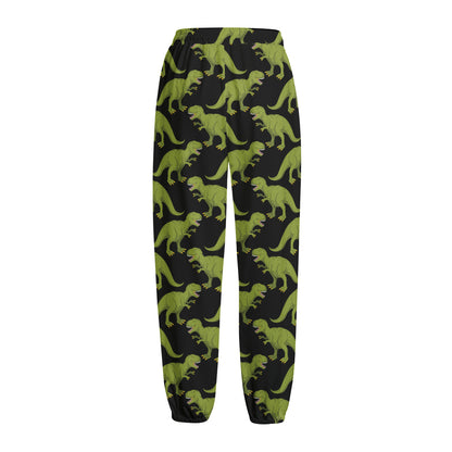 Tyrannosaurus Rex Pattern Print Fleece Lined Knit Pants