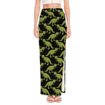 Tyrannosaurus Rex Pattern Print High Slit Maxi Skirt