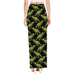 Tyrannosaurus Rex Pattern Print High Slit Maxi Skirt