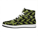 Tyrannosaurus Rex Pattern Print High Top Leather Sneakers