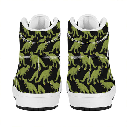 Tyrannosaurus Rex Pattern Print High Top Leather Sneakers